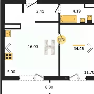 1-к кв. Челябинская область, Челябинск Днепропетровская ул., 5.3 (44.0 ...