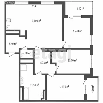 3-комнатная квартира: Тюмень, улица Михаила Сперанского, 17 (101.5 м)