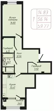 1-к кв. Ставропольский край, Кисловодск ул. Фоменко (59.77 м)