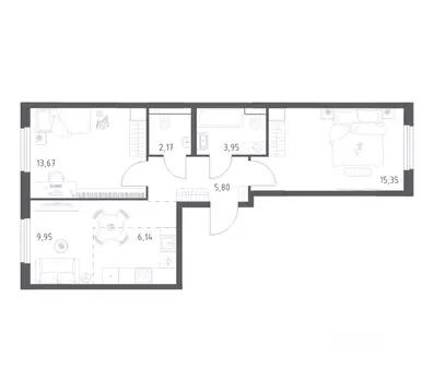 2-к кв. Башкортостан, Уфа ул. Минигали Губайдуллина, 8к9 (57.03 м)