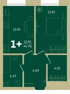 1-к кв. Башкортостан, Уфа Революционная ул., 39/4 (44.92 м)