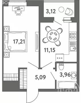 1-комнатная квартира: Санкт-Петербург, улица Чирикова, 5 (38.97 м)