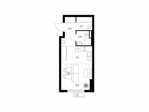 Квартира-студия: Котельники, микрорайон Парковый (27.1 м)