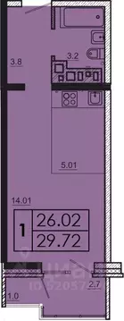 1-к кв. Иркутская область, Иркутск ул. Баумана, 271 (29.72 м)