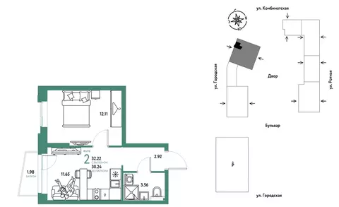2-к кв. Свердловская область, Екатеринбург муниципальное образование, ...