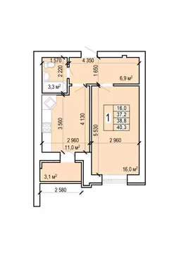 1-к кв. Саратовская область, Энгельс Новобазарная ул., 4 (40.3 м)