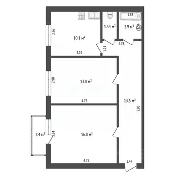 2-к кв. Самарская область, Самара ул. 22-го Партсъезда, 9 (62.2 м)
