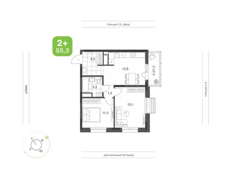 2-к кв. Татарстан, Набережные Челны Премьер-квартал жилой комплекс ...