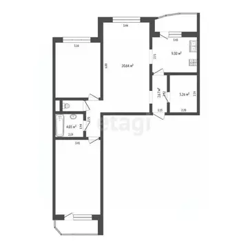 3-к кв. Тюменская область, Тюмень ул. Валентины Трофимовой, 13 (83.3 ...