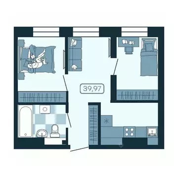 2-к кв. Приморский край, Владивосток ул. Борисенко (39.97 м)