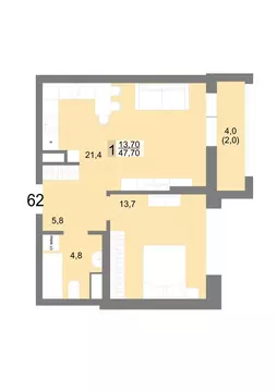 1-комнатная квартира: Екатеринбург, Посадская улица, 26 (47.7 м)