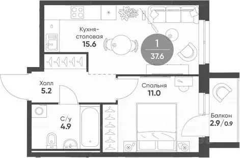1-к кв. Новосибирская область, Кольцово рп Счастье в Кольцово жилой ...