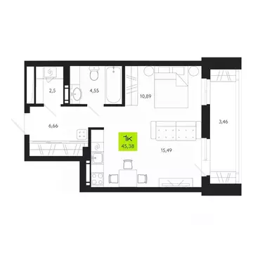 1-к кв. Томская область, Томск Уютный жилой квартал, ул. Маяковского, ...