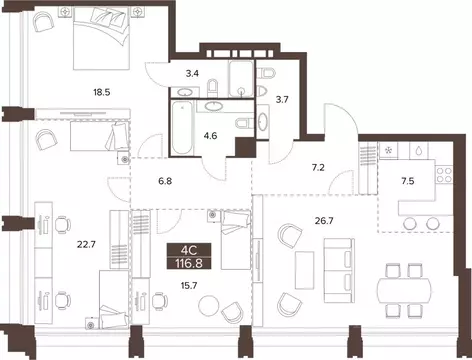 3-к кв. Алтайский край, Барнаул Социалистический просп., 97 (116.8 м)