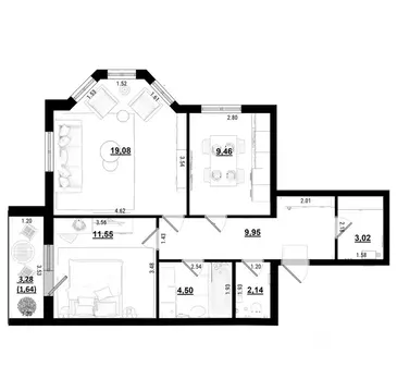 2-к кв. Калужская область, Калуга ул. Радостная, 10 (62.97 м)