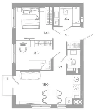2-к кв. Астраханская область, Астрахань ул. Космонавтов, 18 с/1 (52.9 ...