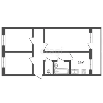 Квартира, 3 комнаты, 62.6 м