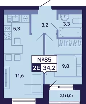 2-к кв. Саха (Якутия), Якутск ул. Новопортовская, 1Д (34.2 м)