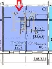 2-комнатная квартира: Копейск, Республиканская улица, 2А (36 м)