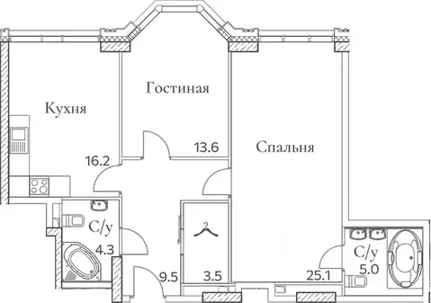2-к кв. Москва просп. Вернадского, 80 (77.2 м)