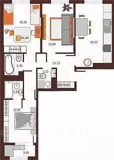 3-к кв. Оренбургская область, Оренбург Северный жилрайон, Фамильные ...