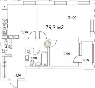 2-комнатная квартира: Санкт-Петербург, Планерная улица, 99 (79.3 м)