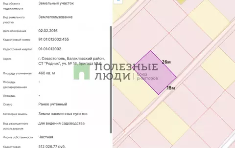 Участок в Севастополь Балаклавский муниципальный округ, Родник ТСН, ...