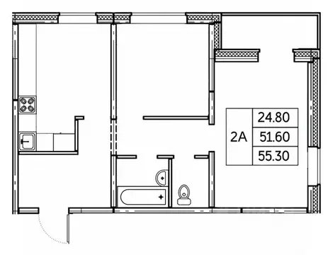 2-к кв. Чувашия, Чебоксары ул. П.В. Дементьева, поз1 (55.3 м)