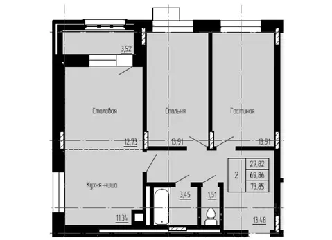 2-к кв. Саха (Якутия), Якутск 16-й кв-л,  (73.85 м)