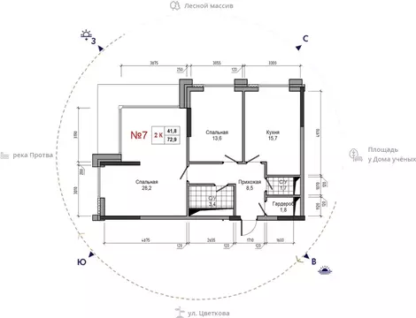 2-к кв. Калужская область, Обнинск ул. Усачева (72.9 м)