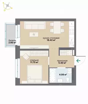 1-к кв. Свердловская область, Екатеринбург Эльмаш жилрайон,  (42.25 м)