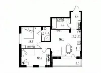 3-к кв. Кировская область, Киров Крылья жилой комплекс (61.9 м)
