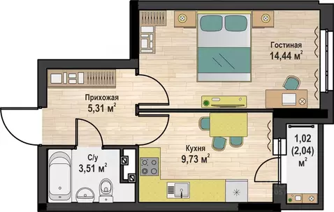 1-к кв. Пермский край, Чайковский № 4 СНТ,  (34.01 м)