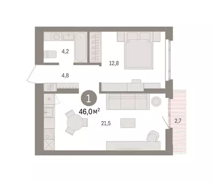 1-комнатная квартира: Екатеринбург, жилой район Сортировочный, ...