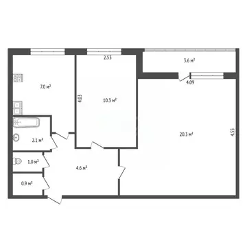 2-к кв. Санкт-Петербург просп. Энтузиастов, 18К1 (45.7 м)