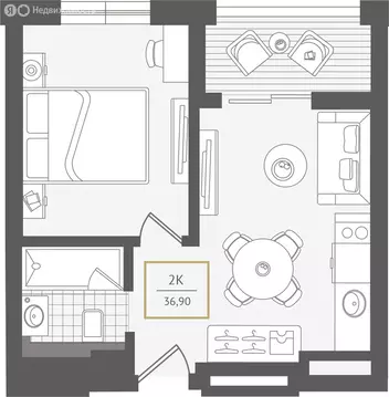 2-комнатная квартира: Сочи, улица Ленина, 280А (36.7 м)