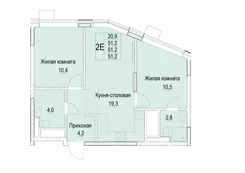 2-к кв. Московская область, Мытищи ул. Академика Каргина, 26А (51.2 м)