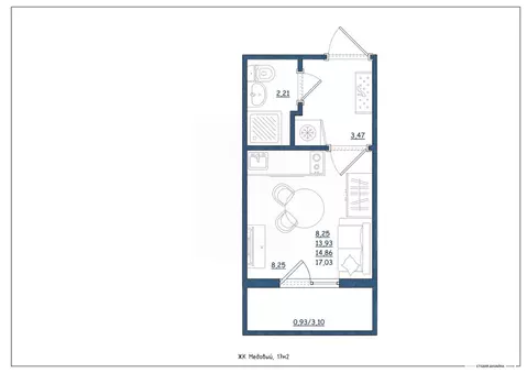 Студия Тверская область, Тверь ул. Медовая, 9к4 (17.0 м)