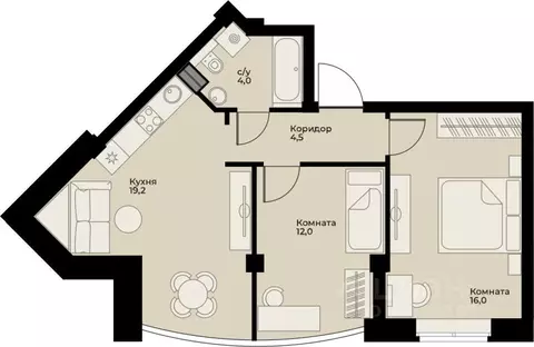 2-к кв. Свердловская область, Сухой Лог ул. Белинского, 40 (56.5 м)