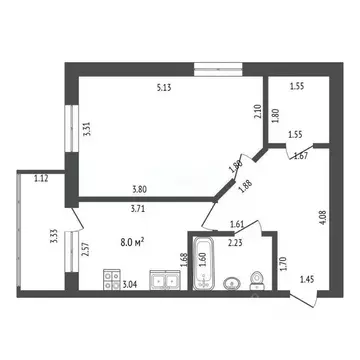 2-к кв. Тамбовская область, Тамбов Мичуринская ул., 82 (39.6 м)