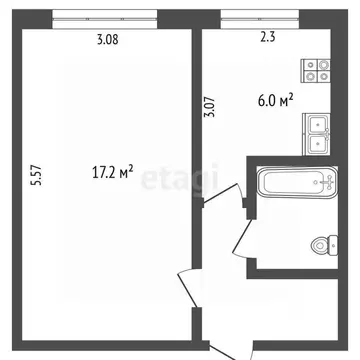 1-к кв. Белгородская область, Белгород ул. Мокроусова, 17 (30.0 м)
