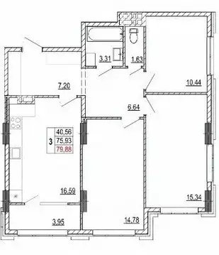 3-к кв. Белгородская область, Белгород ул. Разина (79.88 м)