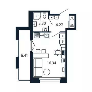 Квартира-студия: городской посёлок Новоселье, Центральная улица, 30к2 ...