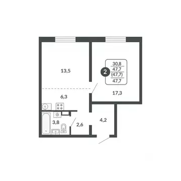2-к кв. Кировская область, Киров Московская ул., 209 (47.7 м)