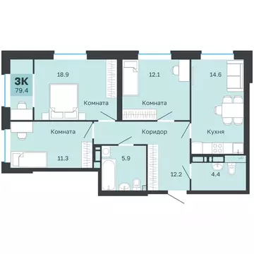 3-к кв. Пермский край, Пермь Парковый просп., 24 (79.4 м)