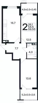 2-к кв. Краснодарский край, Краснодар Новая Елизаветка мкр,  (59.55 м)