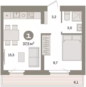 1-комнатная квартира: Екатеринбург, жилой район Сортировочный, ...