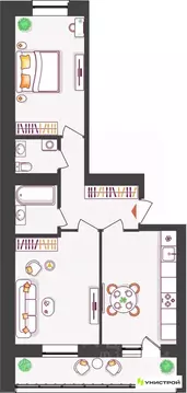 2-к кв. Самарская область, Тольятти ул. Владимира Высоцкого (54.92 м)