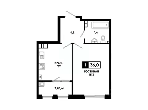 1-к кв. Ставропольский край, Ставрополь ул. Доваторцев, 179Гк1 (36.0 ...