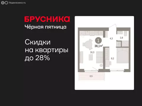 1-комнатная квартира: Екатеринбург, жилой район Юго-Западный, жилой ...